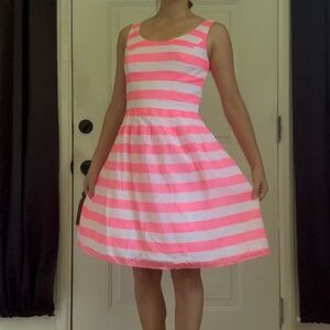 Pink and White Stripe Awning Dress